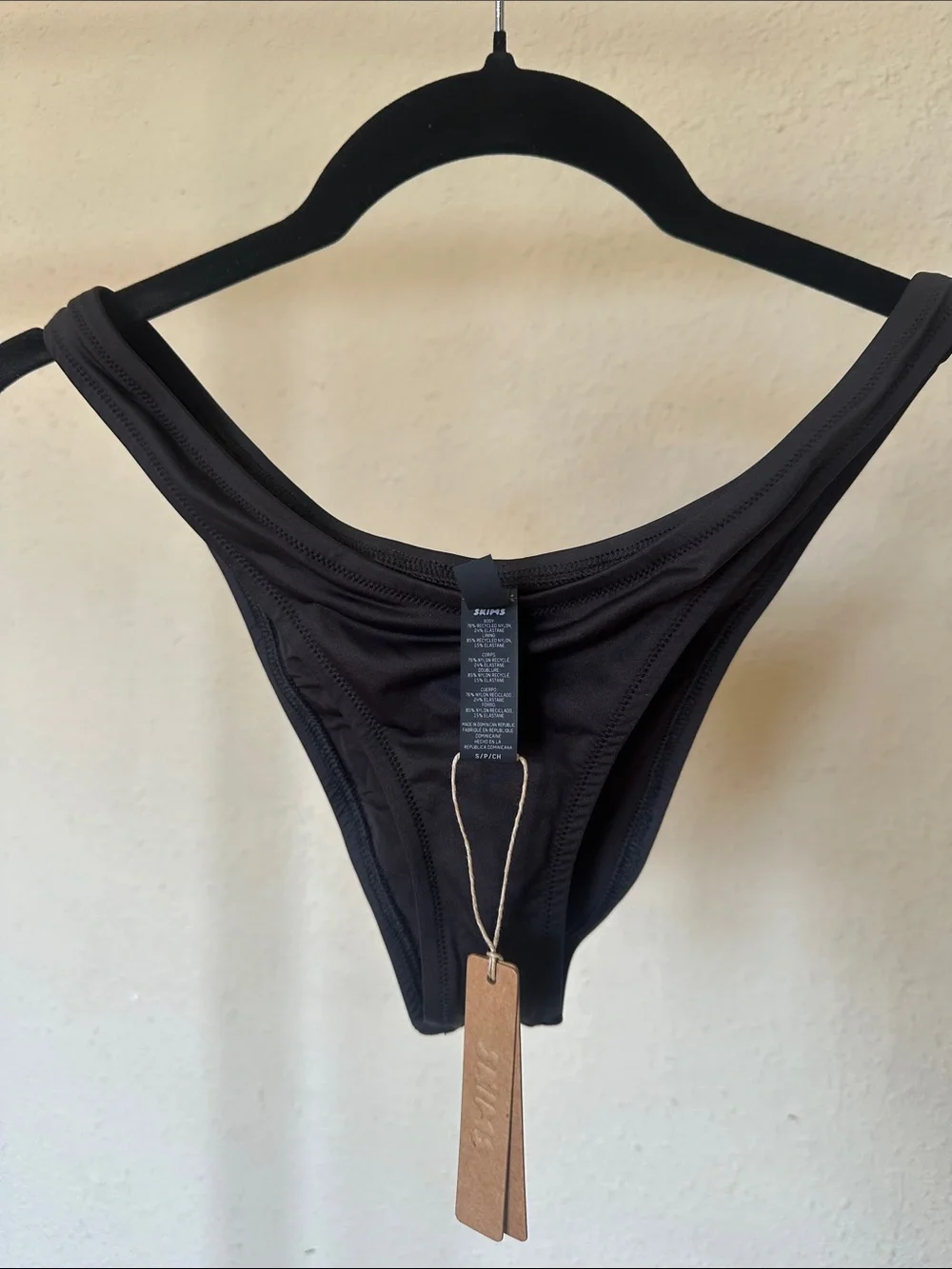 Skims Signature Swim Cheeky Tanga Bottom Onyx Size S